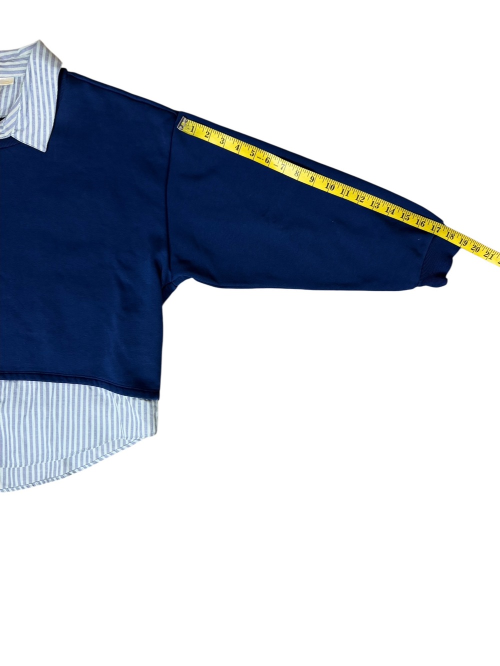 Maeve for Anthropologie Navy Layered Oversized Twofer Pullover Sweatshirt - Picture 12 of 14
